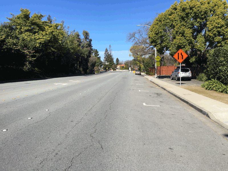 Needed Lane Definition - Shoulder Line Santa Cruz Ave North of PAW